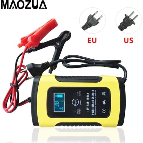 Maozua 12V 6A Intelligent Car Motorcycle Boat Battery Charger for Auto Moto Lead-Acid Smart Charging 6A AMP Digital LCD Display