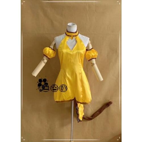Unisex Summer Yellow Sexy Thick Satin Jumpsuit Anime Tokyo Mew Mew Fuon Purin Cosplay Costume Role Play Clothing Custom-Make Any