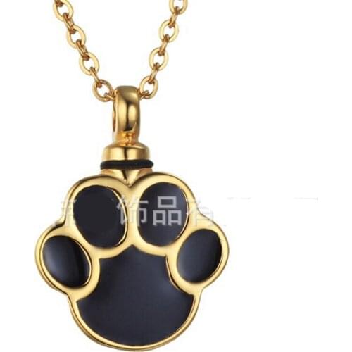 Open casting vintage Enamel Paw Shaped relatives pets Steel casket souvenir pendant ornament jewelry