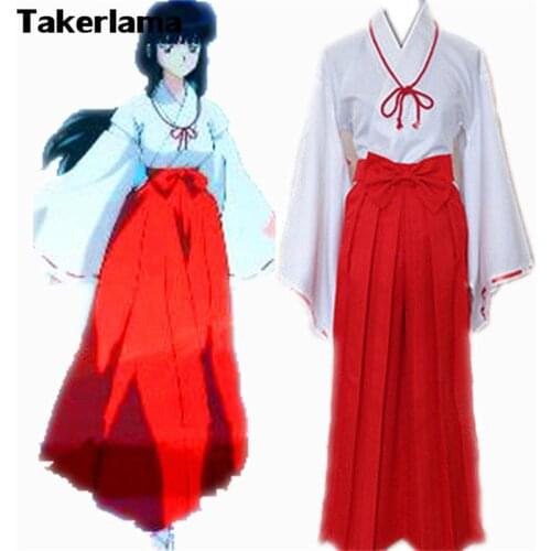 Japan Anime Inuyasha Kikyo Mikofuku Kimono Cosplay Dress Costume Full Set Halloween Carnival Anime Cosplay Costume