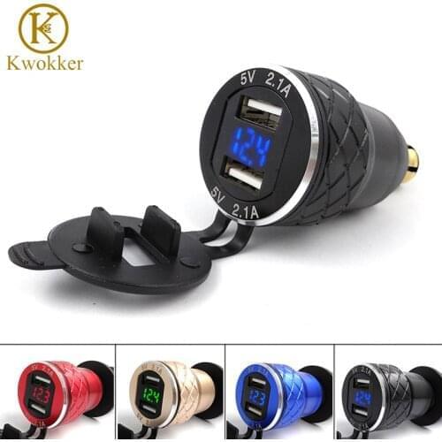 4.2A EU Dual USB Motorcycle Charger 12-24V Scooter USB Moto Charger Adapter Cigarette Lighter For BMW Metal Modified Car Charger