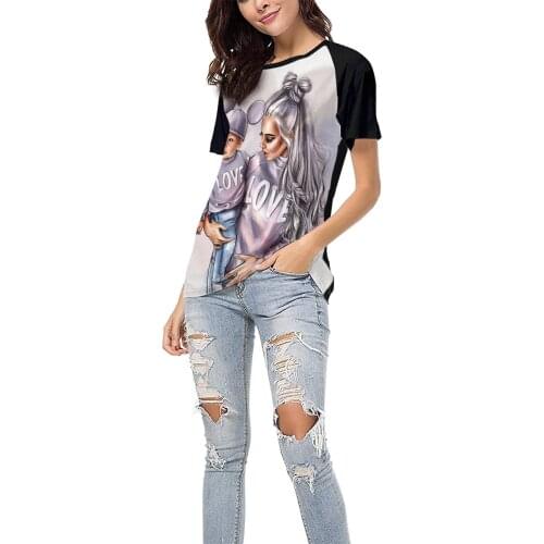 Women T-shirt Super Mom Baby Cartoon Print Women Cotton T-Shirt Short Sleeve Streetwear O-Neck Pullover Loose Tee Tops