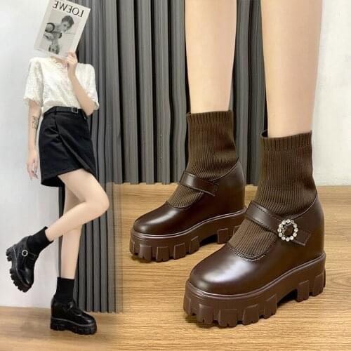 Rock Shoes Woman Boots Mid-Calf Booties Women Luxury Designer Boots-women Low Heels booties Round Toe Short Mid 2021