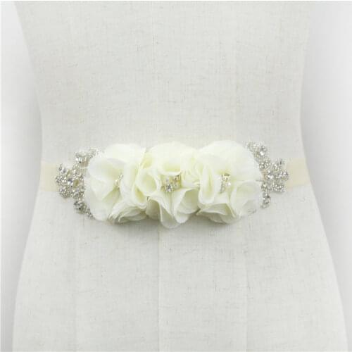 Womens Elegant Three Pearl Flower Sash Rhinestone Beaded Waistband Bridal Ribbon Cummerbunds Wedding Dress Waist Belt 29 Colors