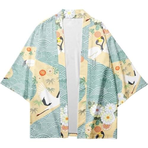Plus Size S-6XL Printed Loose Japanese Streetwear Cardigan Women Men Harajuku Haori Kimono Cosplay Top Shirts Yukata Casual Coat