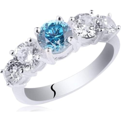 Ladies Genuine 925 Sterling Silver Ring 5-stone CZ Jewelry Women Fashion Finger Wear size 6 7 8 9 Gift R019