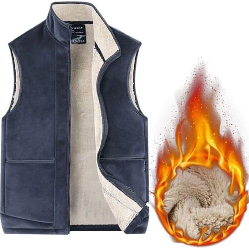 Mens Winter Sleeveless Jacket Vest Stand Collar Thick Warm Fleece Jack Blue Red Grey XL-6XL Large Unisex Sport Autumn Jacket