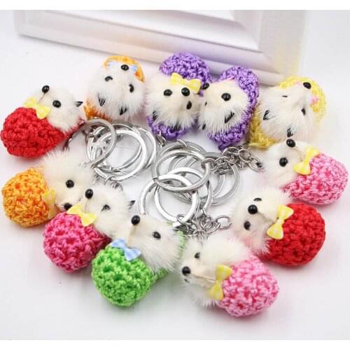 1pcs New Cute Fluffy Fox Ball Key Chain Keyrings Pompom Fox Fur Charm Keychain Car Bag Key Ring Women Jewelry Random Color
