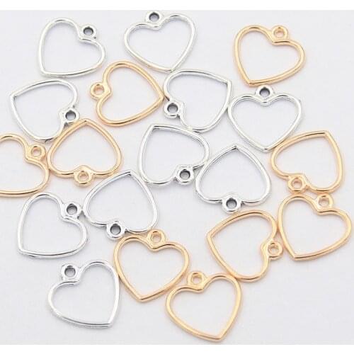 100PCS 12*12mm 2 Color Metal Zinc Alloy Hollow Out Hearts Charms Fit Jewelry Pendant Charms Makings DIY Handmade Craft
