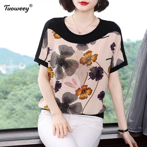 2021 Summer style short Sleeve floral Shirt Woman Casual Printing tunic 4XL Women Clothing o-neck Female Blouse Blusas