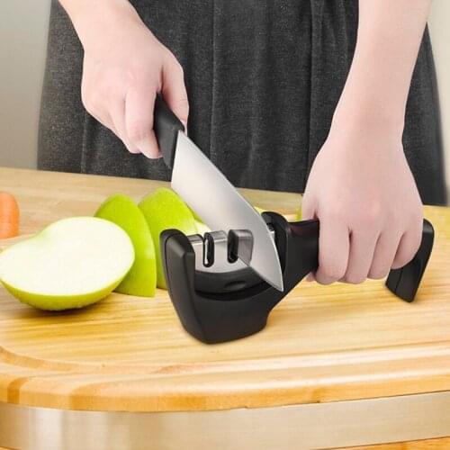 3 In 1 Stainless Steel Scissors Tools Diamond Sharpening afilador cuchillos Whetstone Stone Non-Slip Knife Sharpener