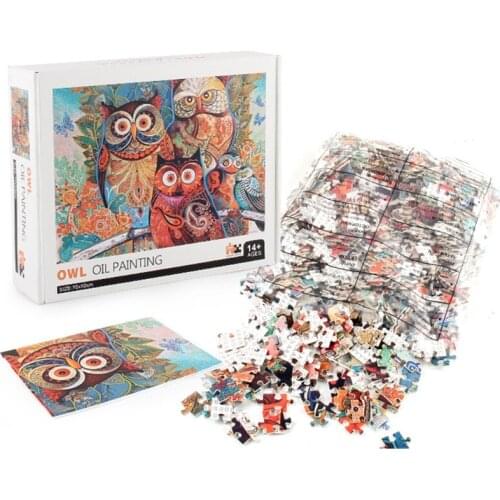 3D Owl Puzzles Set 1000pieces Puzzle Room Decoration Family Games Brain Developmental Games Oil Painting Jigsaw Puzzle