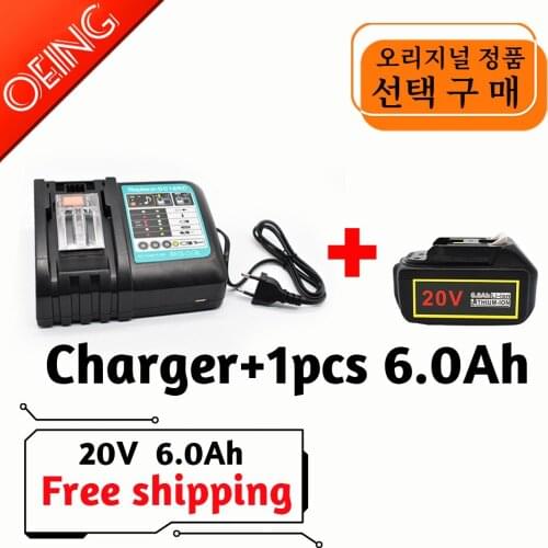 BL1860 Rechargeable Battery 20 V 6000mAh Lithium ion for Makita 20v Battery BL1840 BL1850 BL1830 BL1860B LXT 400+charger
