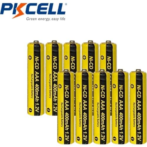 10Pcs PKCELL Nicd Battery AAA 400mah 1.2V Rechargeable Battery Button Top For Grass Cutter Solar Lawn Lamp Solar Street Lamp