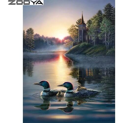 ZOOYA Diamond Embroidery 5D DIY Diamond Painting Wandering Duck In The Water Diamond Painting Rhinestone Cross Stitch R534