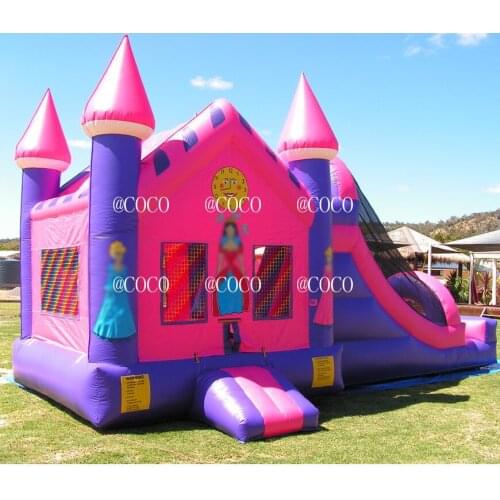 Free shipping to door,big inflatable castle bounce house, good quality pink inflatable combo, inflatable moonwalk with slide