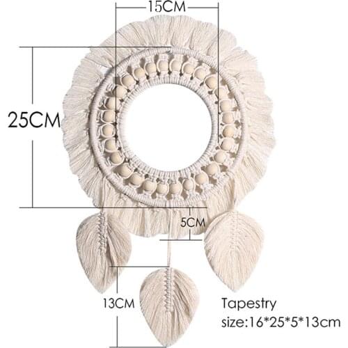 Boho Mirror Macrame Round Wall Hanging Boho Decor Wall Art for Apartment Living Room Baby Nursery Home Decor