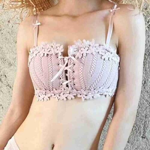 Floral Embroidery Bras for Women Tied Lingerie Seamless Bra Bralette Wireless Brassiere Female Underwear Intimates Sujetador