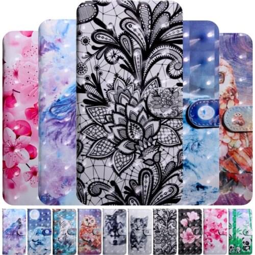 Lace Animal Leather Cover For Samsung Galaxy A10 A20E A2 Core A20 A30 A40 A50 A70 M10 Flower Painted Capa Bags D29G