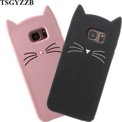 Cat Phone Case For Samsung Galaxy S5 S6 S7 Edge S8 S9 S10 Plus J2 Prime J3 J5 J7 2016 J710 J510 Silicone Cute Cartoon Back Cover