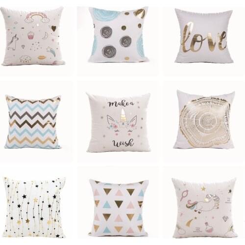 Ins Fresh Bronzing Cushion Decorative Pillowblack And White Gold Foil Pillowcase Home Decor Sofa Throw Pillows 17inch Almofadas