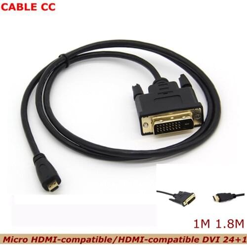 High speed hdmi cable micro HDMI to DVI DVI-D 24+1 pin adapter cables 3D 1080p for LCD DVD HDTV XBOX PS3 1m 3ft 1.8m 6ft