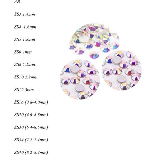 Hot Sell Nail Art Rhinestone Nail Art Rhinestones SS3-SS40 3D Tips DIY Decoration Multi-Size