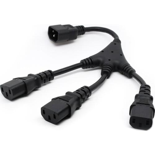 IEC C14 to C13 Three C13 Female Y Type Splitter Extension Power Cable 30cm