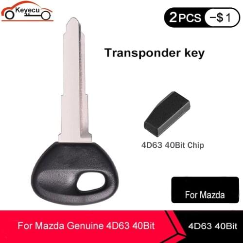 KEYECU New Replacement Ignition Transponder Key Fob for MAZDA Uncut With Genuine 4D63 40Bit Transponder Chip