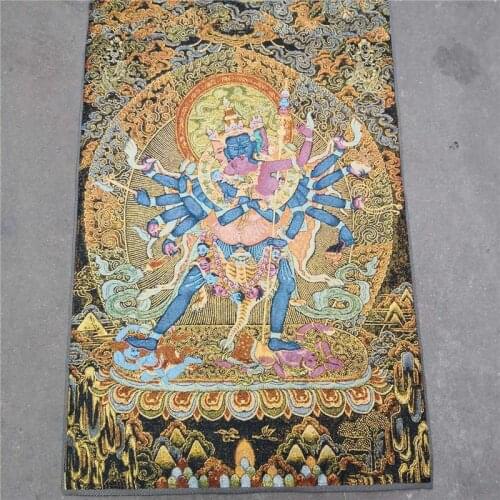 China old Tibet silk Thangka like hanging painting fengshui Tibetan Multi-headed buddha Buddha statue