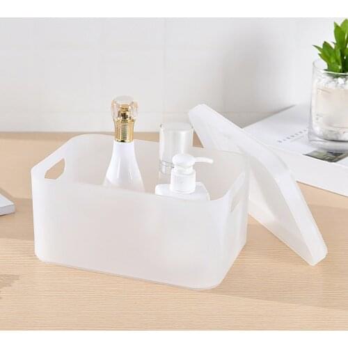 Hot Newest Dressing Table Finishing Box Desktop Storage Box Plastic Frosted Compartment Cosmetic Box With Lid Mask Box