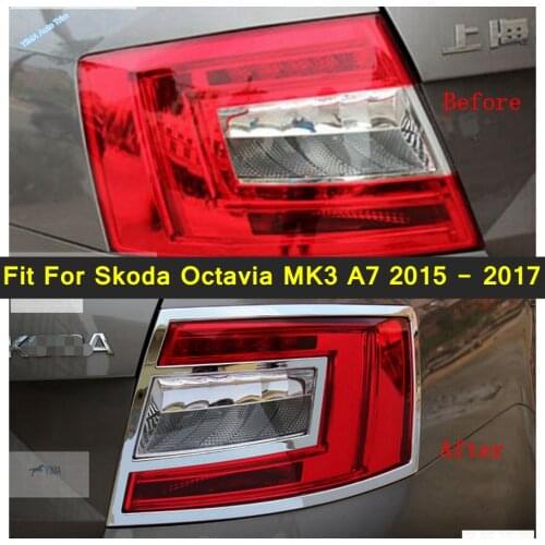 Lapetus Auto Styling Rear Tail Trunk Lights Lamp Frame Cover Trim Chrome Fit For Skoda Octavia MK3 A7 2015 2016 2017 ABS