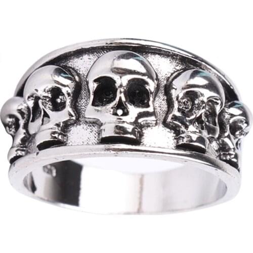 Personality Mens Fashion Stainless Steel Skull Band Ring Hip Hop Punk Gothic Engagement Jewelry Rings Size 6-13 for men gift