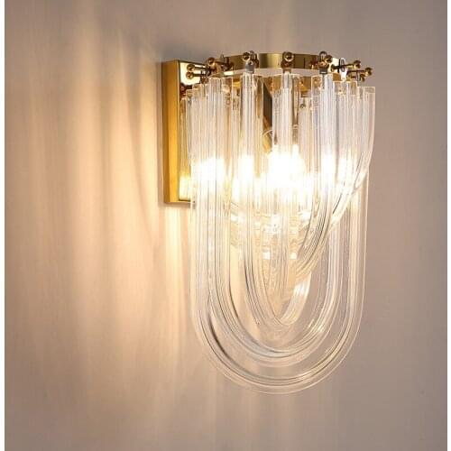 Light luxury style living room bedroom background wall lamp postmodern design creative crystal curved pipe corridor aisle wall