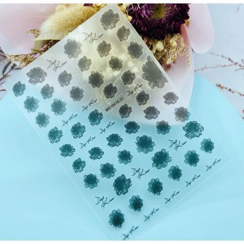 New Craft Transparent Bottom Nail Stickers 3D Nail Stickers Black and White Flowers Nail Decorations