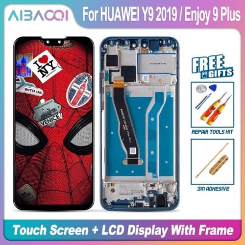 New Original Touch Screen LCD Display+Frame+Power Cable Assembly Replacement For HUAWEI Y9 2019/Enjoy 9 Plus STK-LX1