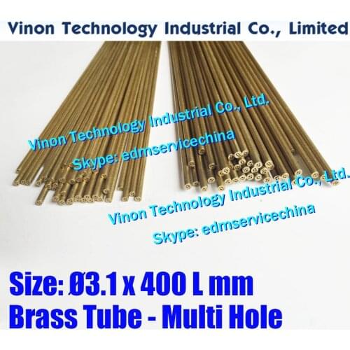 Ø3.1x400Lmm Brass Tube Multihole (30PCS/LOT),Brass EDM Tubing Electrode Multi-Channel Dia. 3.1 Length 400 for Electric Discharge