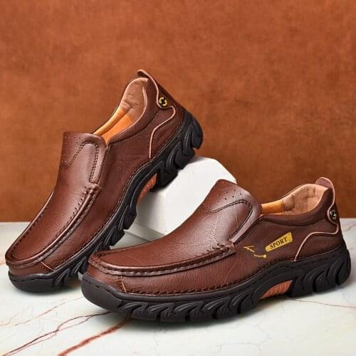 Autumn Fashion Classic Man Casual ShoesCow Leather Loafers Men Shoes High Quality Genuine Leather Shoes For Men Plus Size 38-48