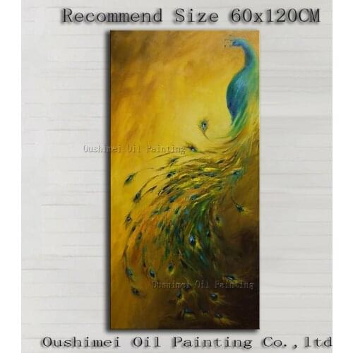 Top Artist Hand-painted Good Quality Modern Wall Painting Peacock Works Handmade Beautiful Popular Animal Peacock Oil Paintings