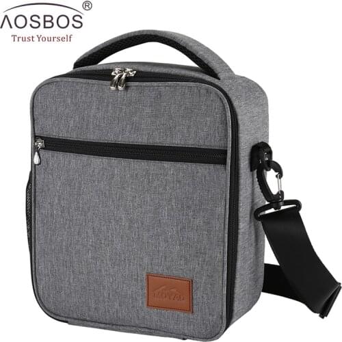 Aosbos Portable Cooler Lunch Bag Oxford Thermal Insulated Food Bags Tote Solid Food Picnic Lunch Box Bag for Men Women Kids