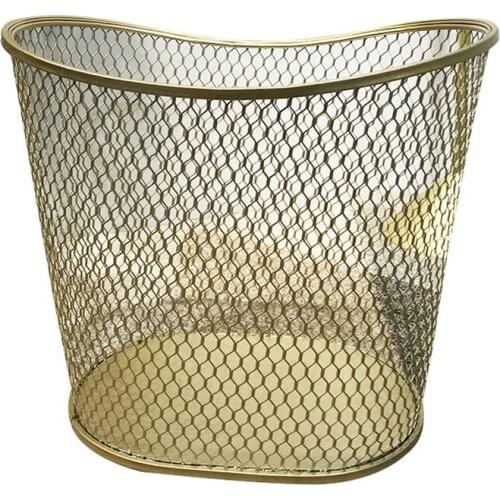 Luxury Fashion Laundry Basket Thicken Metal Golden Not Faded Oval Gold Color Dirty Clothes Storage Home Creative Organizer