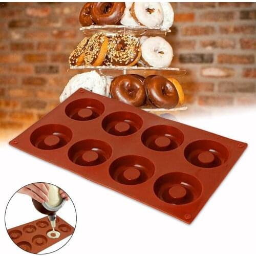 8 Holes Donuts Biscuits Chocolate Cake Silicone Mold Jelly Fondant Cookies Molds Ice Decorating Mould Cubes Baking Toos Soa