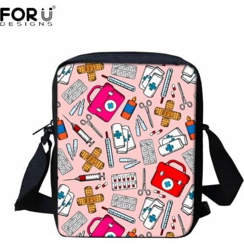 FORUDESIGNS Emergency Medical Nurse Printed Messenger Bags for Womens Casual Ladies Shoulder Bags Female Mini Crossbody Sac Hot