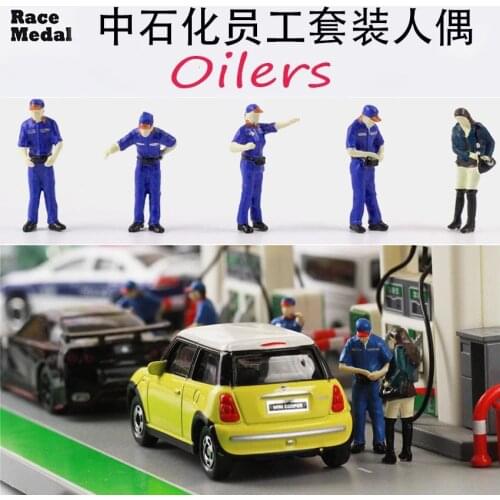 Super mini 1:64 plastic pvc figure Gas station worker 5pcs/set