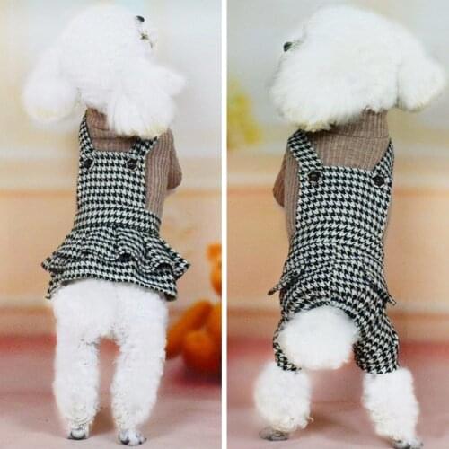 Warm Dog Jumpsuit Sweater Dog Dress Spring Winter Coat Lovely Dress for Small Dog Pet Clothes for Cats Bib Pants 30