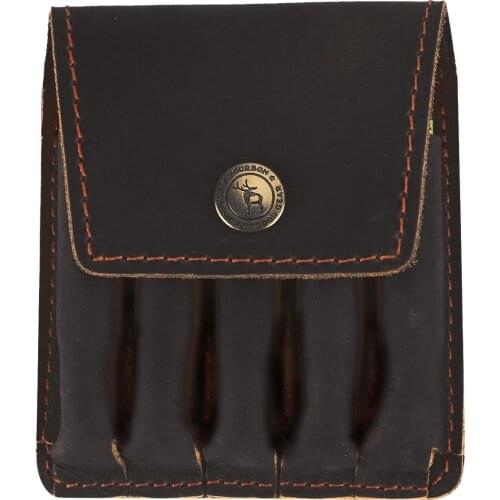 Tourbon Hunting Rifle Cartridges Ammo Holder Shells Pouch 5 Bullet Rounds Top Grain Leather Wallet Carrier Gun Accessories