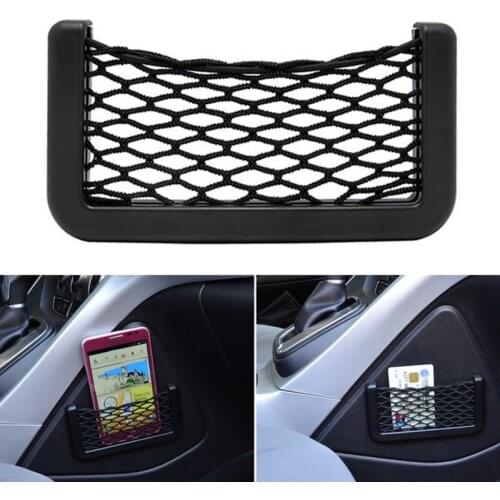 Universal Black Car Net Bag Phone Holder Storage Pocket Organizer Car Mesh Net Holder Pocket for wallet, keys, pens, and MORE