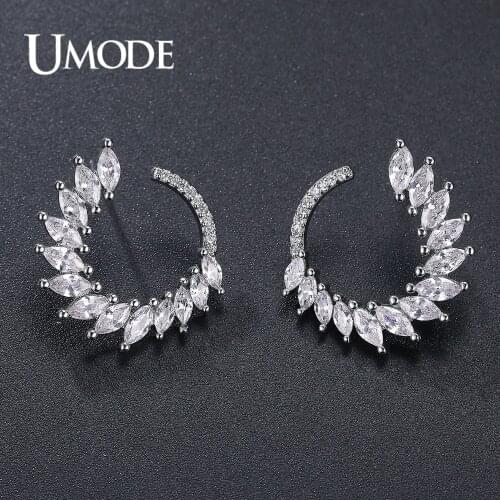 UMODE New Fashion Pave CZ Zircon Open Stud Earrings for Women Marquise Cut Crystal Adjustable Earring Jewelry Accessories UE0649