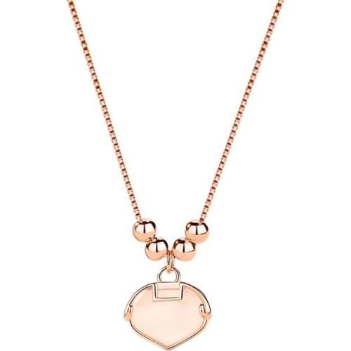 ESC9 S925 Sterling Silver Peaceful Ruyi Lock Necklace Female Korean Simple Opal Pendant Light Luxury Design Girlfriend Necklace