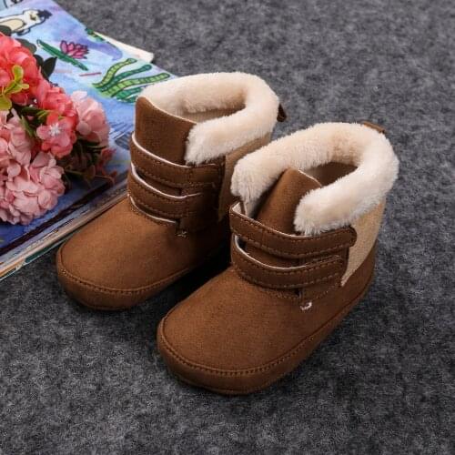 2021 Winter Newborn Pair of Velcro Baby Cotton Boots Teddy Fleece Warm Boots Non-slip Soft Bottom Toddler Shoes Infant Boots